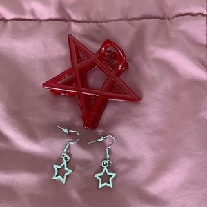 y2k star earrings and new star hair clip